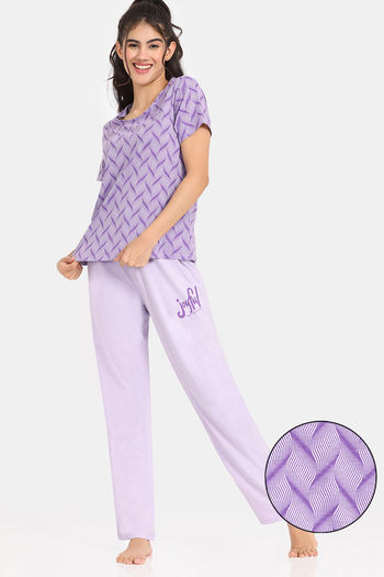 Buy Rosaline Serenity Knit Cotton Pyjama Set - Lavender Blue